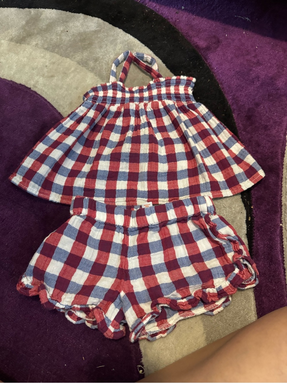 Cat & Jack Red, Blue & White Plaid Girls Two-Piece Set